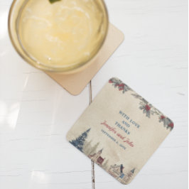 Papper Underlägg på Romantiska vinterbröllopstorge Kvadrat