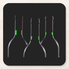 Papper Underlägg på svarta torget vin Flaskor Kvadrat