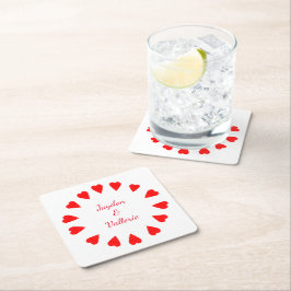 Papper Underlägg - Röda hörnens cirkel med Namn Kvadrat