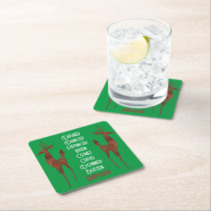 Papper Underlägg- Tomts renare - Rudolph Red Nose Underlägg Papper Kvadrat