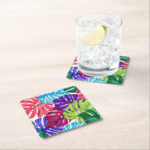 Papper Underlägg Tropical Handflatan Print Kvadrat