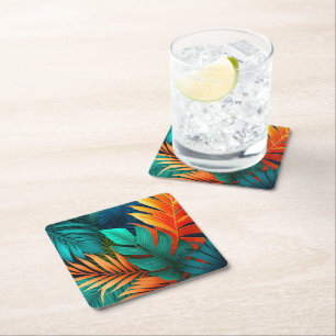 Papper Underlägg Tropical Handflatan Print Kvadrat