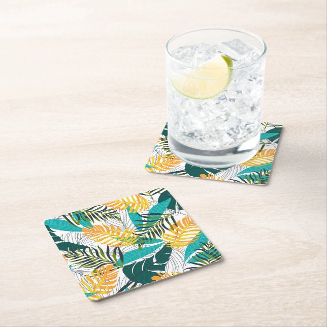 Papper Underlägg Tropical Handflatan Print Kvadrat (Insitu)