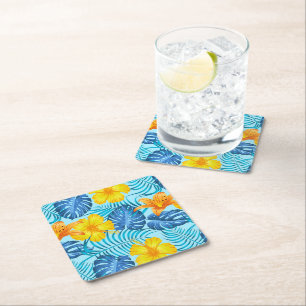 Papper Underlägg Tropical Handflatan Print Kvadrat
