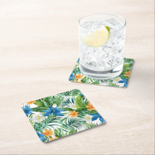 Papper Underlägg Tropical Handflatan Print Kvadrat