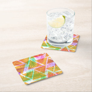 Papper Underlägg Tropical Handflatan Print Kvadrat