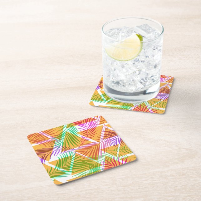 Papper Underlägg Tropical Handflatan Print Kvadrat (Insitu)