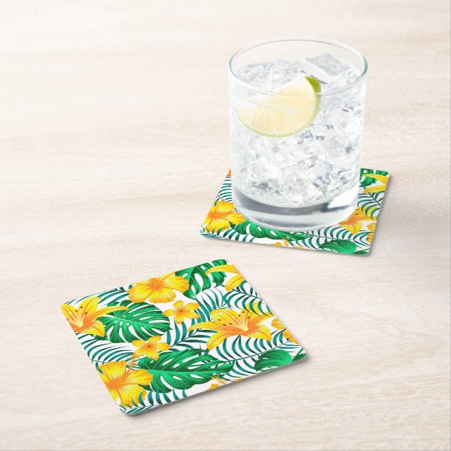 Papper Underlägg Tropical Handflatan Print Kvadrat (Insitu)