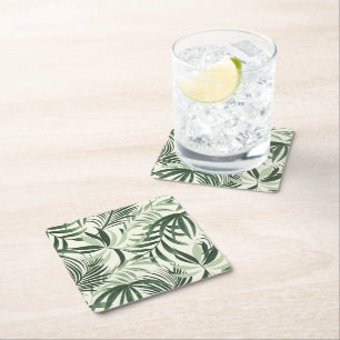 Papper Underlägg Tropical Handflatan Print Kvadrat