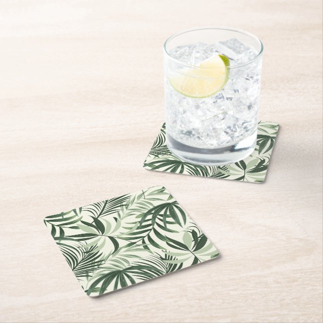 Papper Underlägg Tropical Handflatan Print Kvadrat (Insitu)