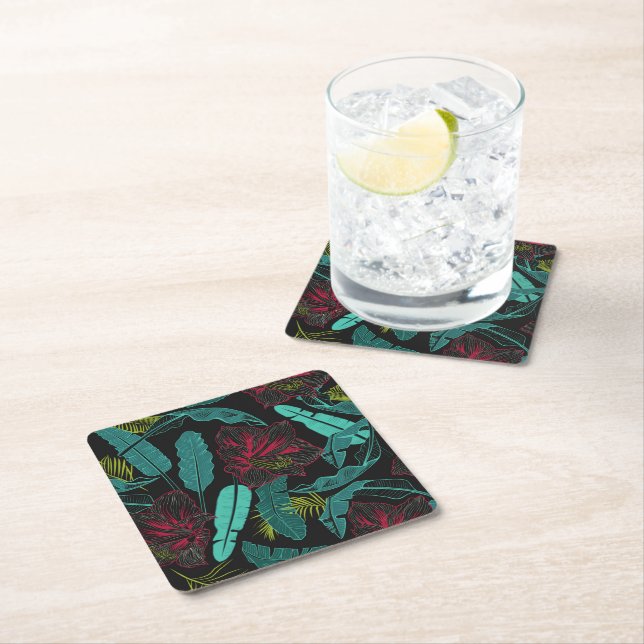 Papper Underlägg Tropical Handflatan Print Kvadrat (Insitu)