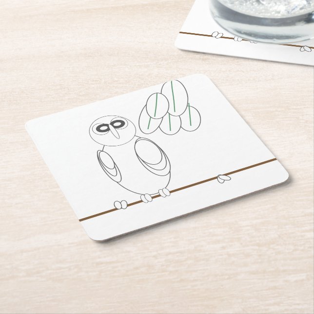 Papper Underlägg - Uggla i Träd till Färg (Vinklad)