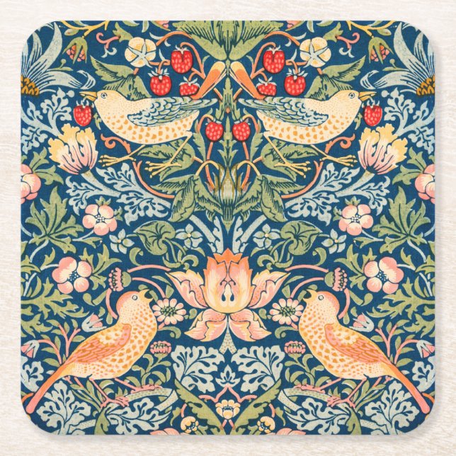PAPPER UNDERLÄGG: WILLIAM MORRIS, STRAWBERRY THIEV UNDERLÄGG PAPPER KVADRAT (Framsidan)