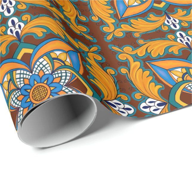 Papper utformning av italienska brickor presentpapper (Rullad Hörn)