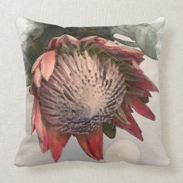 Papper utformning av kung Protea Watercolor Pillow Kudde