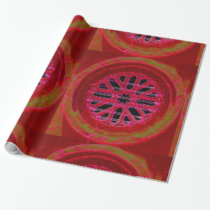 papper utformning av röd mandala presentpapper