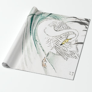 Papper utryckning av SVAN SWIMMING JAPANESE-utskri Presentpapper
