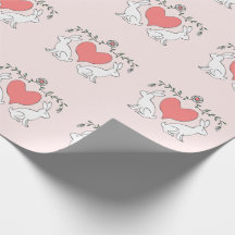 Papper utskrift av kärlek Bunny & Hearts - Rosa