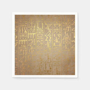 Papper utskrift av vintage Guld Egyptian Hieroglyp Pappersservett