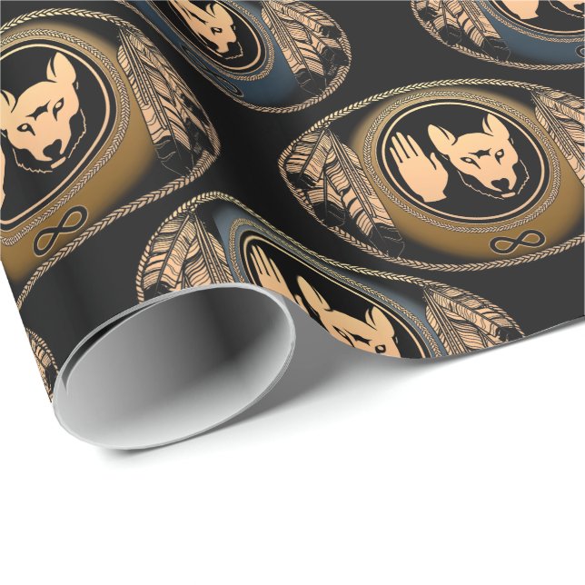 Papper Varg för Pappra första nationerna Presentpapper (Rullad Hörn)