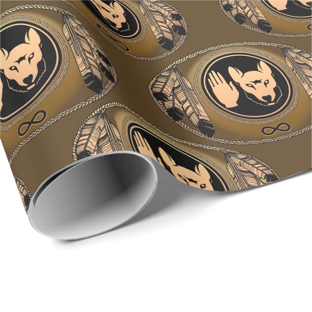 Papper Varg för Pappra första nationerna Presentpapper (Rullad Hörn)