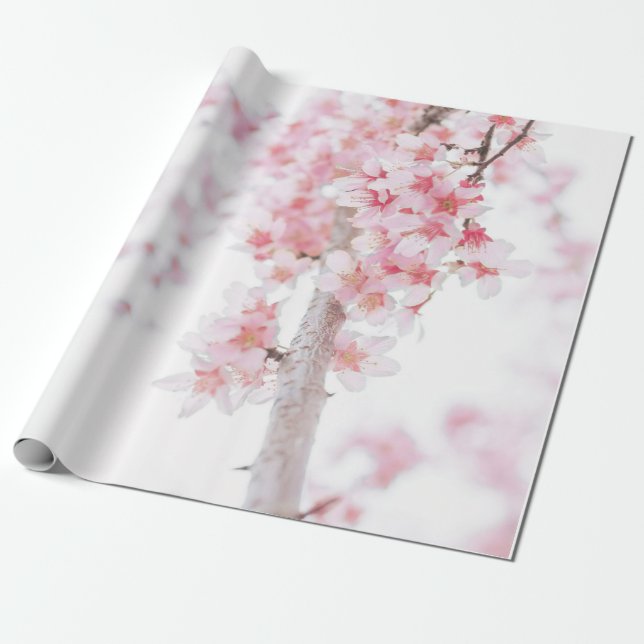 Papper VARNING: CHERRY-BLOMMAR Presentpapper (Utrullad)