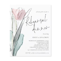 PAPPER | Vattenfärg Tulip Rehearsal Dinner Inbjuda