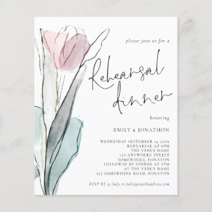 PAPPER Vattenfärg Tulip Rehearsal Dinner Inbjuda Flygblad