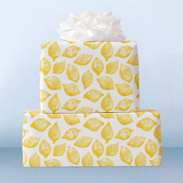 Papper vattenfärgning Citrus Wrapping, Lemon Mönst Presentpapper