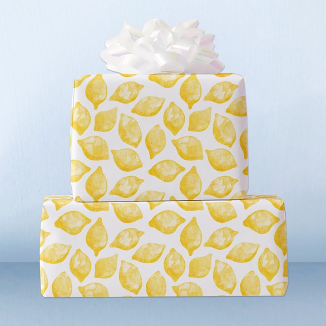 Papper vattenfärgning Citrus Wrapping, Lemon Mönst Presentpapper (Skapare uppladdad)