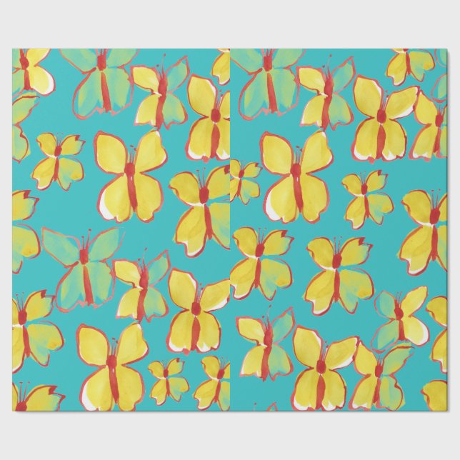 Papper vattenfärgsdesign GulFigursättning Presentpapper (Seam)