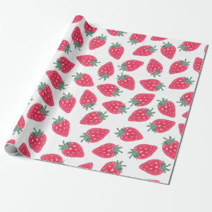 Papper vattenfärgsjordgubbssvällning - Berry Sweet Presentpapper