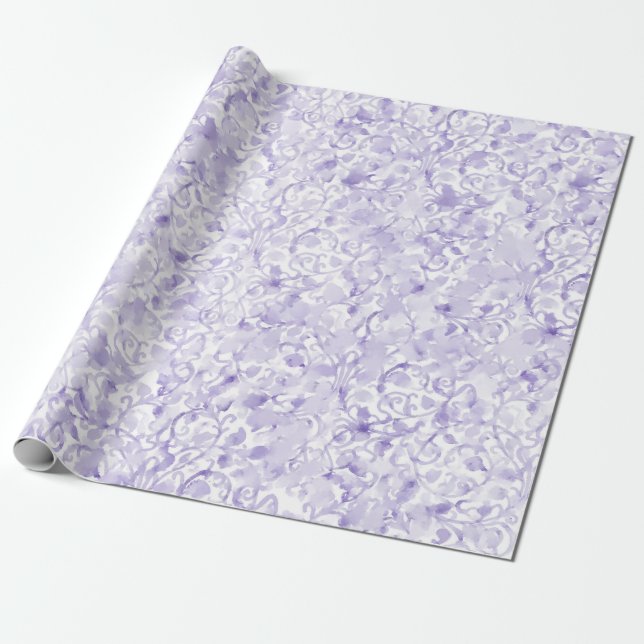 Papper vattenfärgsomformning för lavender presentpapper (Utrullad)