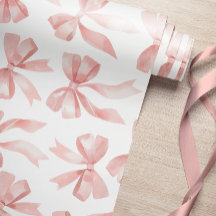 Papper vattenfärgsradbrytning Rosa Bow Wrapping