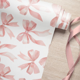 Papper vattenfärgsradbrytning Rosa Bow Wrapping Presentpapper