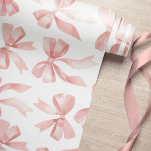 Papper vattenfärgsradbrytning Rosa Bow Wrapping Presentpapper