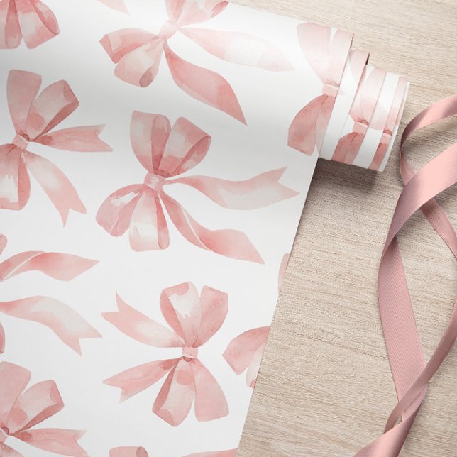Papper vattenfärgsradbrytning Rosa Bow Wrapping Presentpapper (Skapare uppladdad)