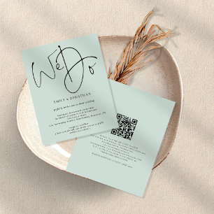PAPPER Vi gör Mint QR Code Wedding-inbjudan Flygblad