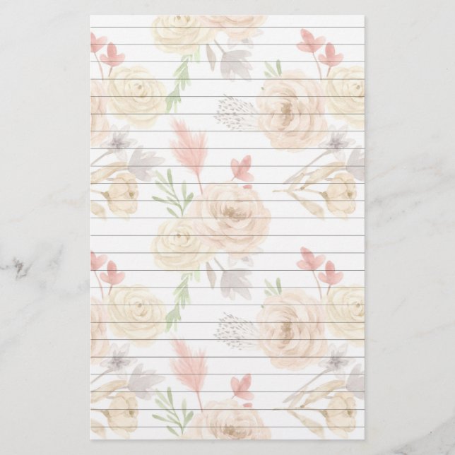Papper vintage för Blommigt Led Stationery (Framsida)