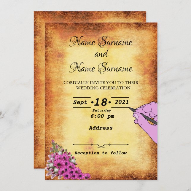 papper vintage inbjudningar (Fram/baksida)