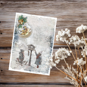 Papper Vintage jul Birds Scrapbook