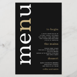 PAPPER Vita Guld Typografi Black Bröllop Menu Flygblad