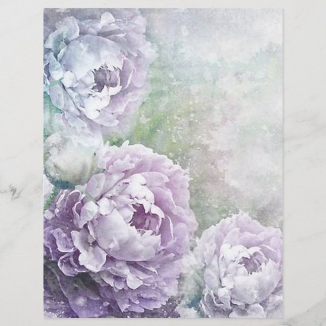 Papper Watercolor Lavender Lilac Blommigt Scrapboo (Framsida)