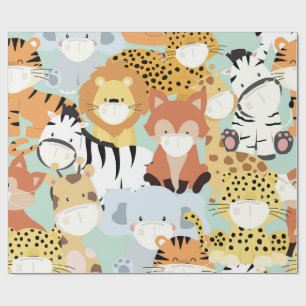 Papper WEARING MASKS Wälling CUTE VILDA DJUR Presentpapper