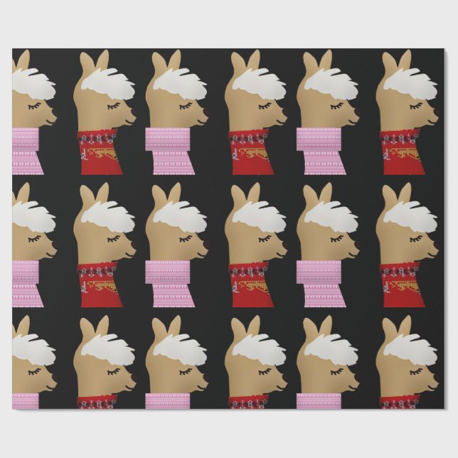 PAPPER Wrapping av ALPACA LLAMA CHRISTMAS Presentpapper (Platt)