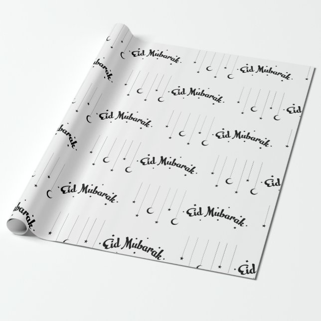 Papper Wrapping av lycklig Eid Al-Fitr Mubarak Whi Presentpapper (Utrullad)