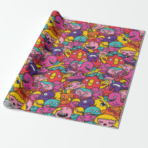 Papper Wrapping för Cute Monster Mönster Presentpapper
