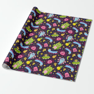 Papper Wrapping för Cute Monster Mönster Presentpapper