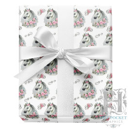 Papper Wrapping för White Horse Bröllop Presentpapper