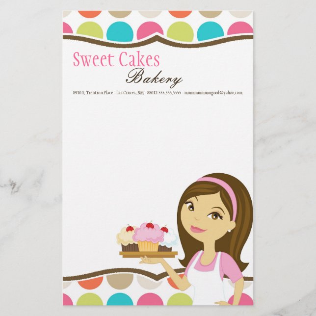 Papperi - Bakery Brunette Baker Kopp Cakes Baker Brevpapper (Framsida)